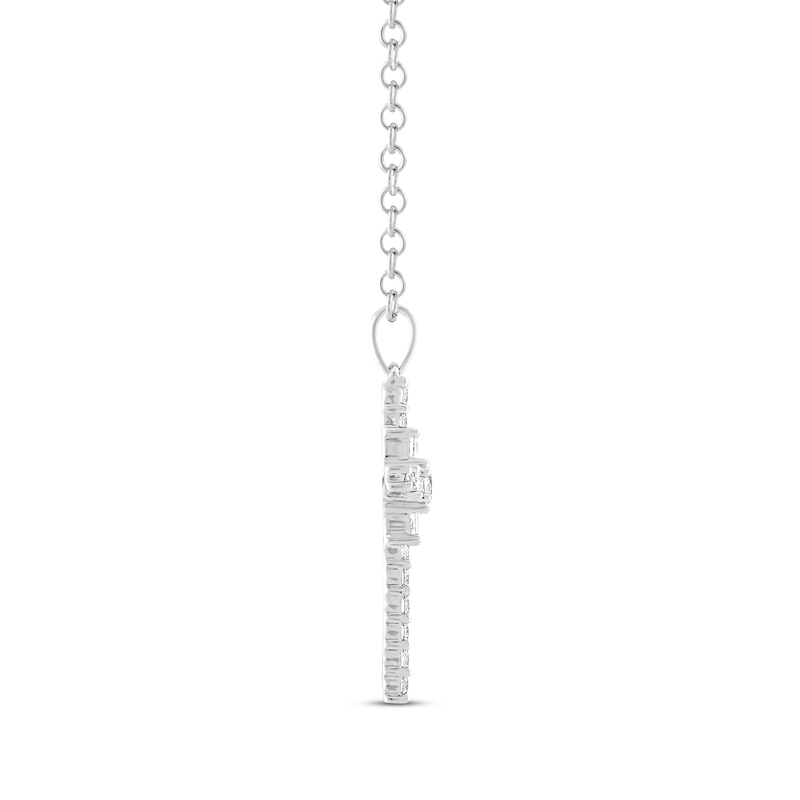 Main Image 2 of THE LEO Diamond Cross Necklace 1 ct tw Round-cut 14K White Gold 19&quot;