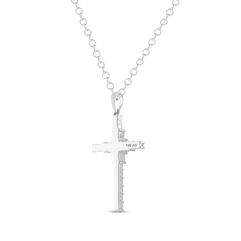 Main Image 3 of THE LEO Diamond Cross Necklace 1 ct tw Round-cut 14K White Gold 19&quot;