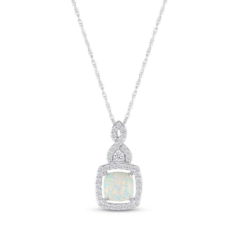 Lab-Created Opal & White Lab-Created Sapphire Gift Set Cushion & Round Sterling Silver