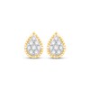 Multi-Diamond Beaded Pear Frame Stud Earrings 1/4 ct tw 10K Yellow Gold