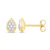 Multi-Diamond Beaded Pear Frame Stud Earrings 1/4 ct tw 10K Yellow Gold