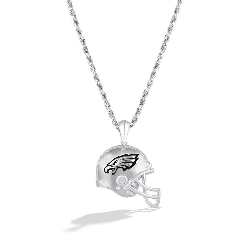 True Fans Philadelphia Eagles 1/20 CT. T.W. Diamond Helmet Necklace in Sterling Silver