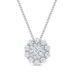 THE LEO Multi-Diamond Center Necklace 1 ct tw Round-Cut 14K White Gold 19&quot;