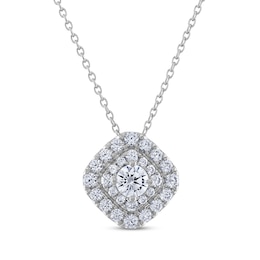 THE LEO Cushion-Shaped Diamond Necklace 1 ct tw Round-Cut 14K White Gold 19&quot;