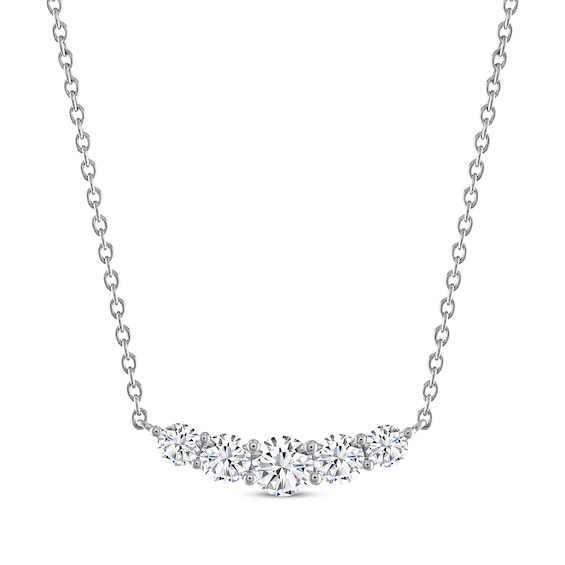 THE LEO Diamond Smile Necklace 3/4 ct tw 14K White Gold 19"
