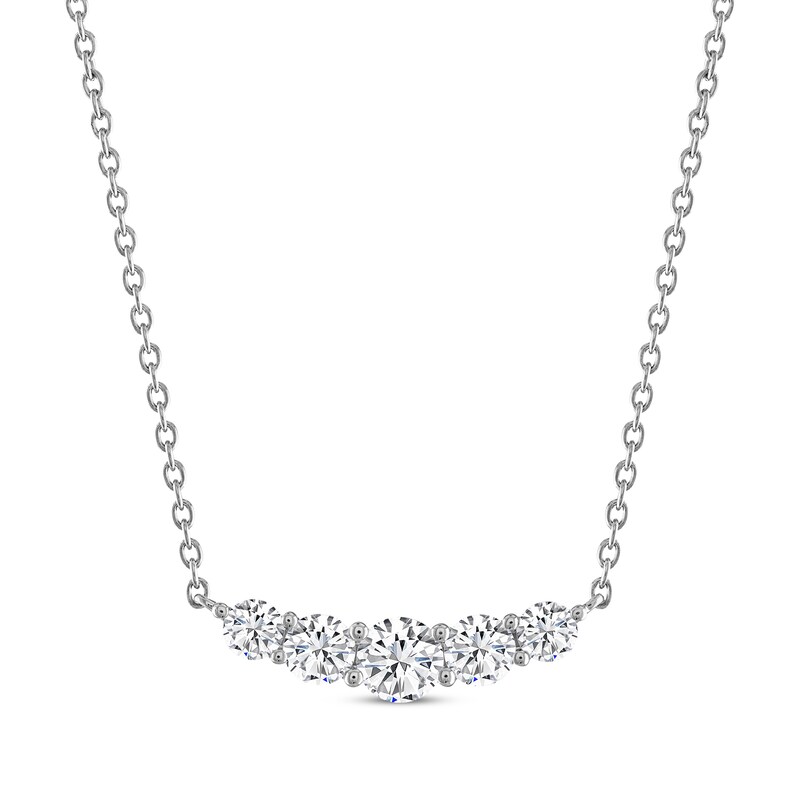 Single Line Anniversary Diamond Necklace Gifts For Women In 14K White Gold