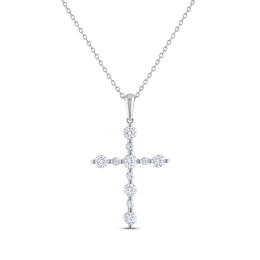 THE LEO Diamond Cross Necklace 1 ct tw 14K White Gold 19"