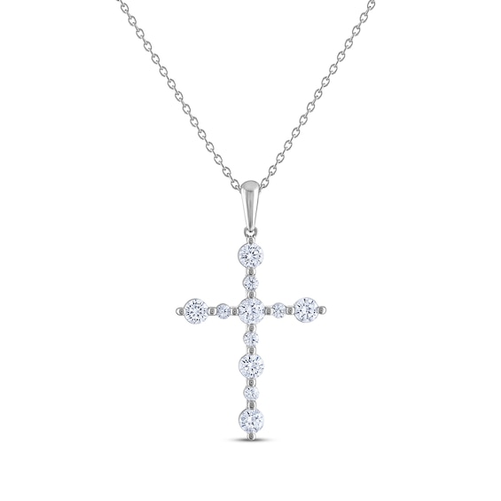 THE LEO Diamond Cross Necklace 1 ct tw 14K White Gold 19"