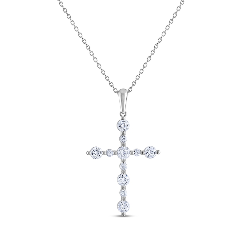 Main Image 1 of THE LEO Diamond Cross Necklace 1 ct tw 14K White Gold 19&quot;