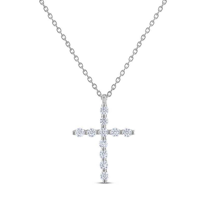 Main Image 1 of THE LEO Diamond Cross Necklace 1/2 ct tw 14K White Gold 19&quot;