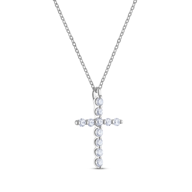 Main Image 2 of THE LEO Diamond Cross Necklace 1/2 ct tw 14K White Gold 19&quot;