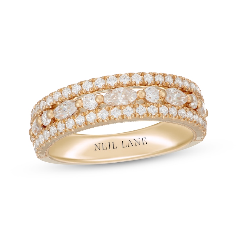 Main Image 1 of Neil Lane Premiere Diamond Marquise & Round-Cut Three-Row Anniversary Band 7/8 ct tw 14K Yellow Gold