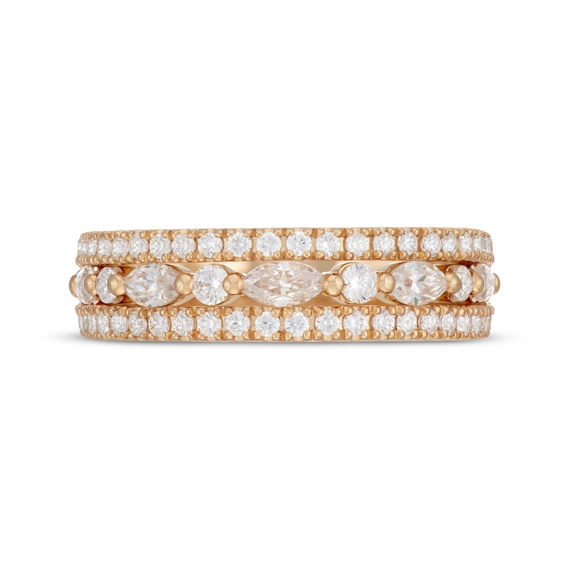 Main Image 3 of Neil Lane Premiere Diamond Marquise & Round-Cut Three-Row Anniversary Band 7/8 ct tw 14K Yellow Gold