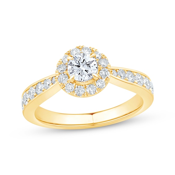 Now + Forever Round-Cut Diamond Halo Engagement Ring 1 ct tw 14K Yellow Gold