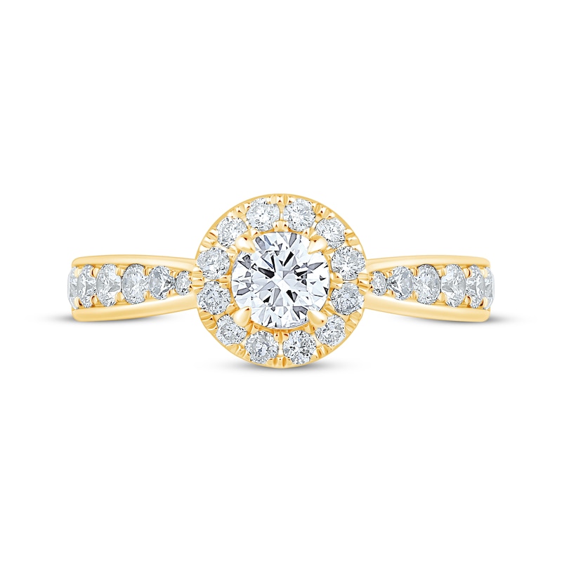 Main Image 3 of Now + Forever Round-Cut Diamond Halo Engagement Ring 1 ct tw 14K Yellow Gold
