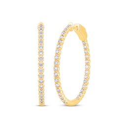 Diamond Inside-Out Hoop Earrings 1 ct tw 10K Yellow Gold