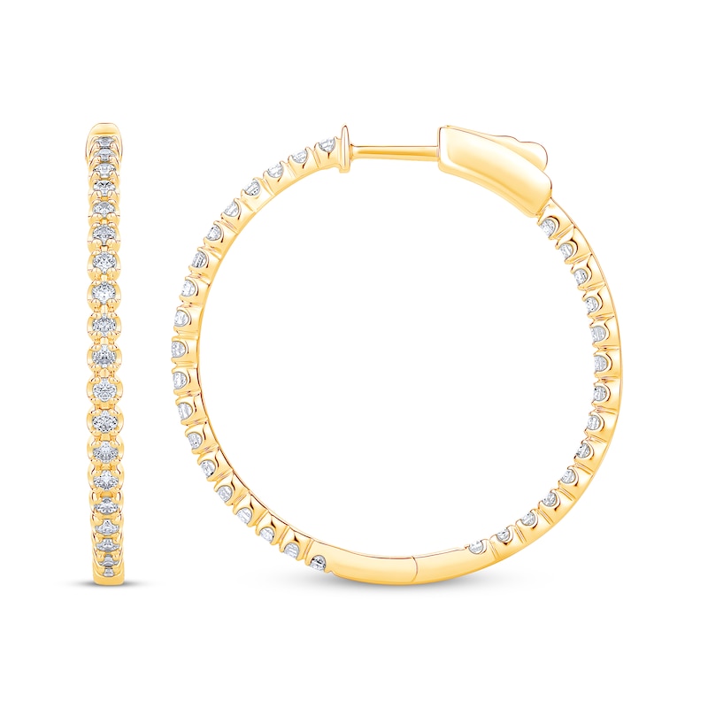 Main Image 3 of Diamond Inside-Out Hoop Earrings 1 ct tw 10K Yellow Gold