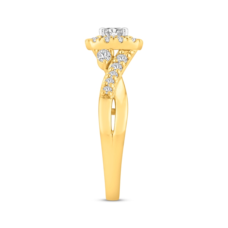 Main Image 2 of Now + Forever Round-Cut Diamond Halo Engagement Ring 3/4 ct tw 14K Yellow Gold