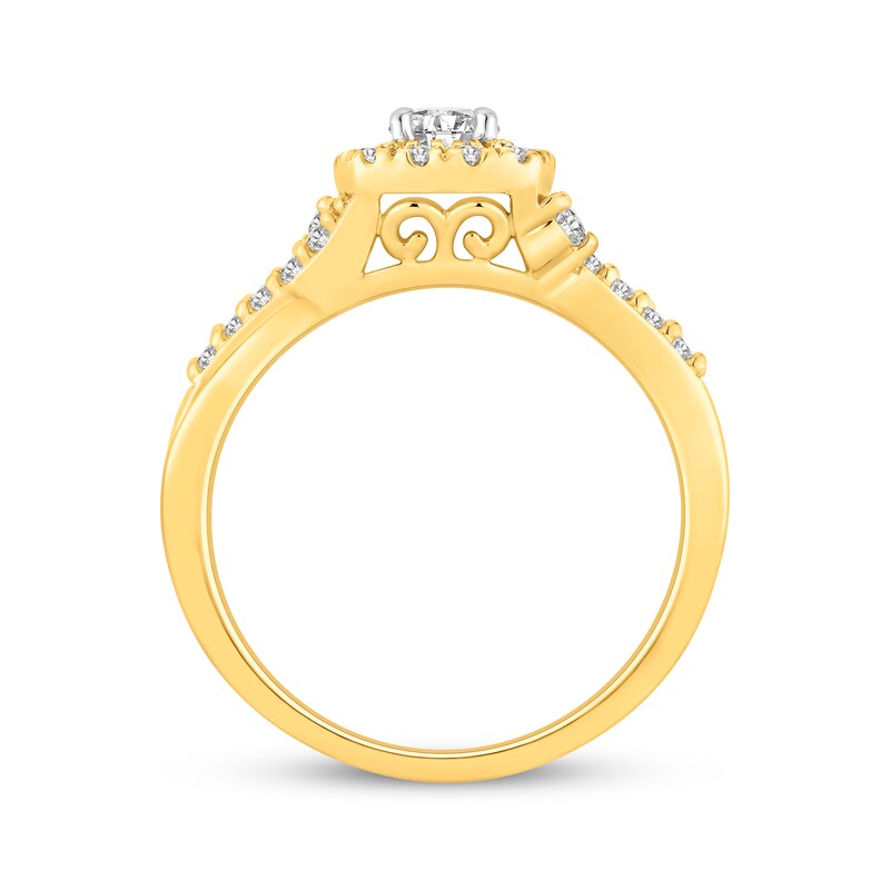 Main Image 3 of Now + Forever Round-Cut Diamond Halo Engagement Ring 3/4 ct tw 14K Yellow Gold