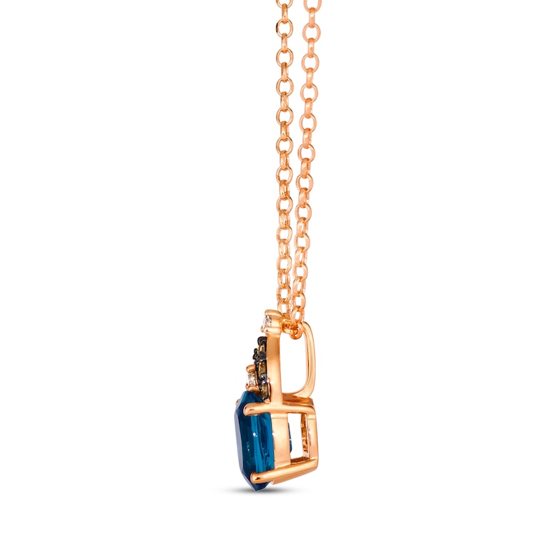 Le Vian Venetian Mosaic Blue Topaz Necklace 1/10 ct tw Diamonds 14K Strawberry Gold