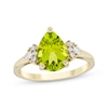 Thumbnail Image 0 of Pear-Shaped Peridot & Diamond Ring 1/10 ct tw 10K Yellow Gold