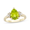 Thumbnail Image 1 of Pear-Shaped Peridot & Diamond Ring 1/10 ct tw 10K Yellow Gold