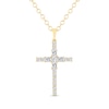 Thumbnail Image 1 of THE LEO Diamond Princess & Round-Cut Cross Necklace 1 ct tw 14K Yellow Gold 19"