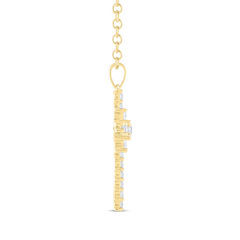 Main Image 2 of THE LEO Diamond Princess & Round-Cut Cross Necklace 1 ct tw 14K Yellow Gold 19"