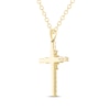 Thumbnail Image 3 of THE LEO Diamond Princess & Round-Cut Cross Necklace 1 ct tw 14K Yellow Gold 19"