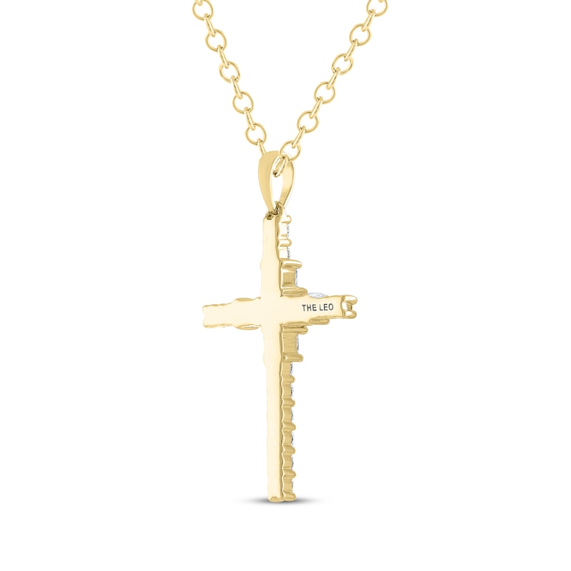 Main Image 3 of THE LEO Diamond Princess & Round-Cut Cross Necklace 1 ct tw 14K Yellow Gold 19"