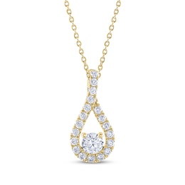 THE LEO Diamond Teardrop Twist Necklace 1/2 ct tw 14K Yellow Gold 19&quot;