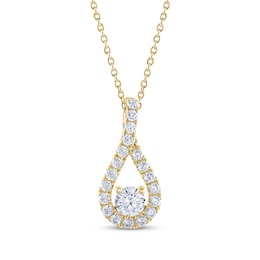 THE LEO Diamond Teardrop Twist Necklace 1/2 ct tw 14K Yellow Gold 19"