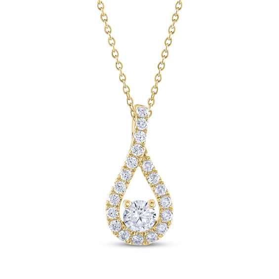THE LEO Diamond Teardrop Twist Necklace 1/2 ct tw 14K Yellow Gold 19"