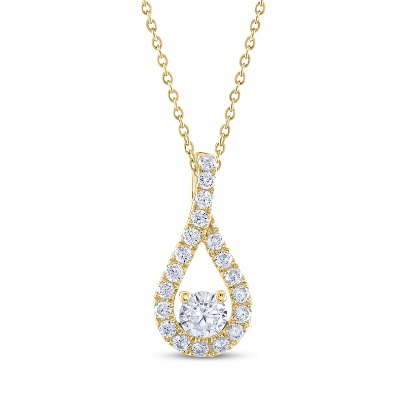 THE LEO Diamond Teardrop Twist Necklace 1/2 ct tw 14K Yellow Gold 19