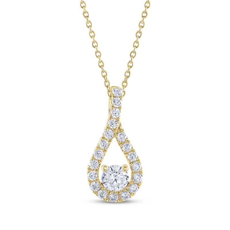 Main Image 1 of THE LEO Diamond Teardrop Twist Necklace 1/2 ct tw 14K Yellow Gold 19&quot;