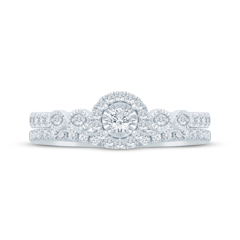 Main Image 2 of Now + Forever Round-Cut Diamond Halo Bridal Set 3/8 ct tw 14K White Gold