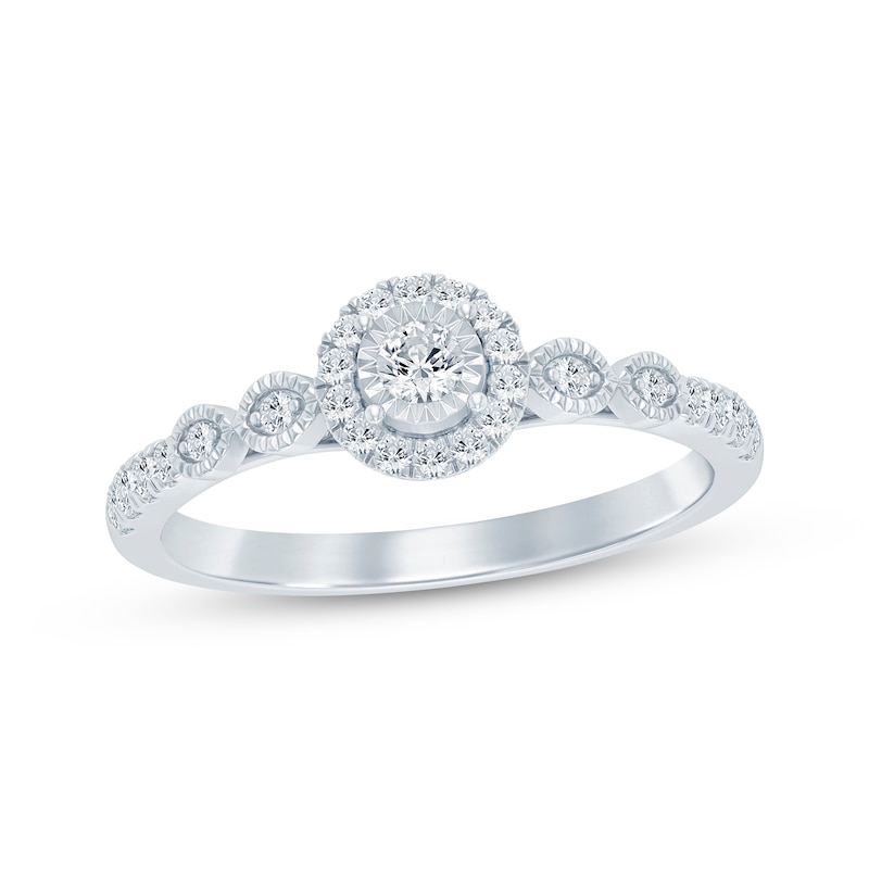 Main Image 1 of Now + Forever Round-Cut Diamond Halo Engagement Ring 1/4 ct tw 14K White Gold