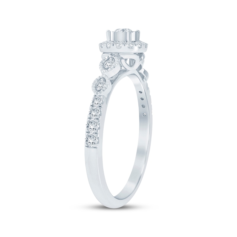Main Image 2 of Now + Forever Round-Cut Diamond Halo Engagement Ring 1/4 ct tw 14K White Gold