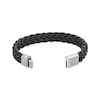 Thumbnail Image 3 of Men's Black Leather Bracelet with Stainless Steel Clasp 8.5&quot;