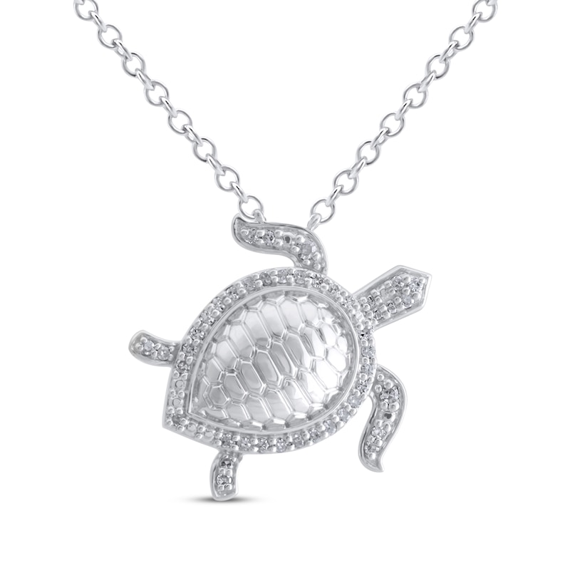 Main Image 1 of Diamond Turtle Necklace 1/5 ct tw Sterling Silver 18&quot;