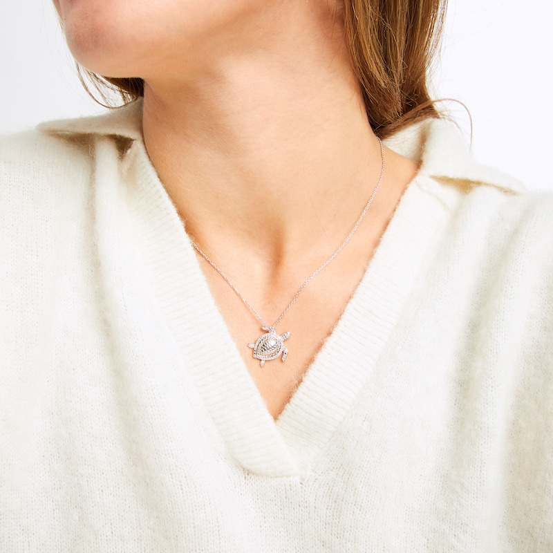 Main Image 3 of Diamond Turtle Necklace 1/5 ct tw Sterling Silver 18&quot;