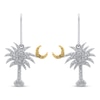 Thumbnail Image 2 of Diamond Palm Tree & Moon Dangle Earrings 1/10 ct tw Sterling Silver & 10K Yellow Gold