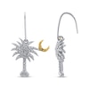 Thumbnail Image 3 of Diamond Palm Tree & Moon Dangle Earrings 1/10 ct tw Sterling Silver & 10K Yellow Gold
