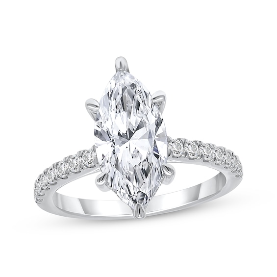 Lab-Grown Diamonds Marquise-Cut Engagement Ring 3-1/2 ct tw 14K White Gold