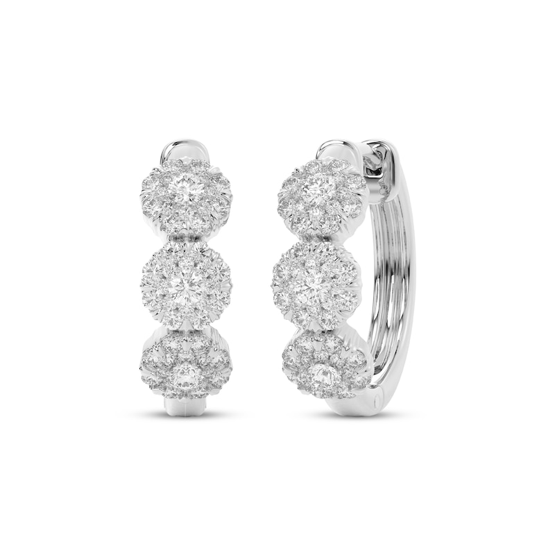 Multi-Diamond Trio Hoop Earrings 1 ct tw 14K White Gold | Kay