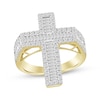 Thumbnail Image 1 of Men's Baguette & Round-Cut Diamond Cross Ring 1-1/4 ct tw 10K Yellow Gold