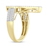 Thumbnail Image 1 of Men's Baguette & Round-Cut Diamond Cross Ring 1-1/4 ct tw 10K Yellow Gold