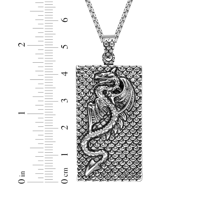 Main Image 7 of Rectangular Dragon Necklace Oxidized Stainless Steel 24&quot;