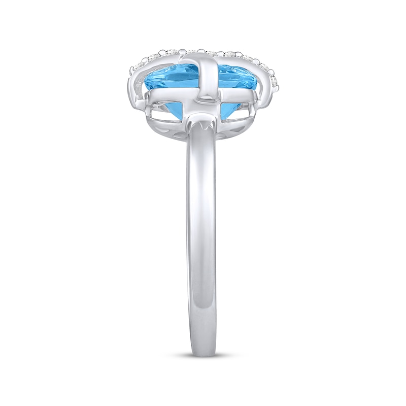 Main Image 2 of Cushion-Cut Sky Blue Topaz & White Lab-Created Sapphire Crisscross Ring Sterling Silver