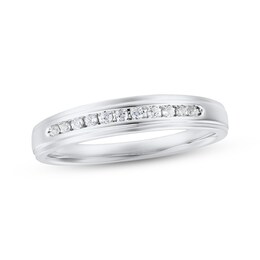 Now + Forever Men's Diamond Wedding Ring 1/8 ct tw 10K White Gold